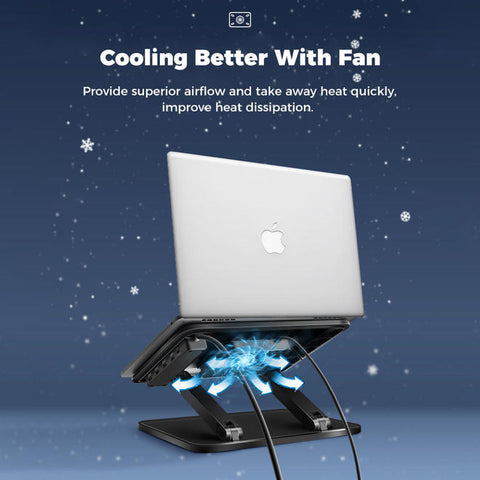 Adjustable Laptop Stand with Cooling Fan& 4-Port USB 3.0 Hub